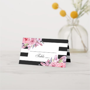 Carte De Placement Mariage chic Boho. Fleurs de jardin. Floral modern