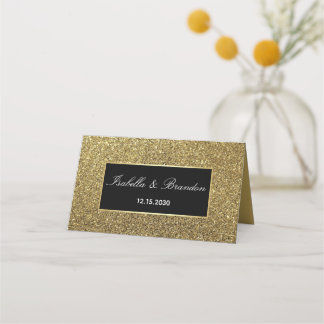 Carte De Placement Mariage chic noir et or