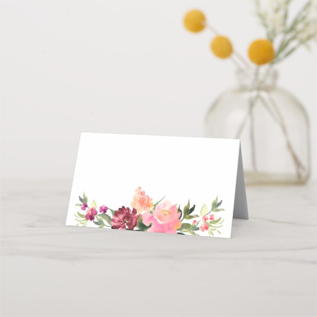 Carte De Placement Mariage chinois à l'aquarelle fleurie (Devant)
