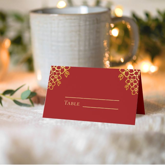 Carte De Placement Mariage chinois double bonheur élégant rouge (Créateur téléchargé)