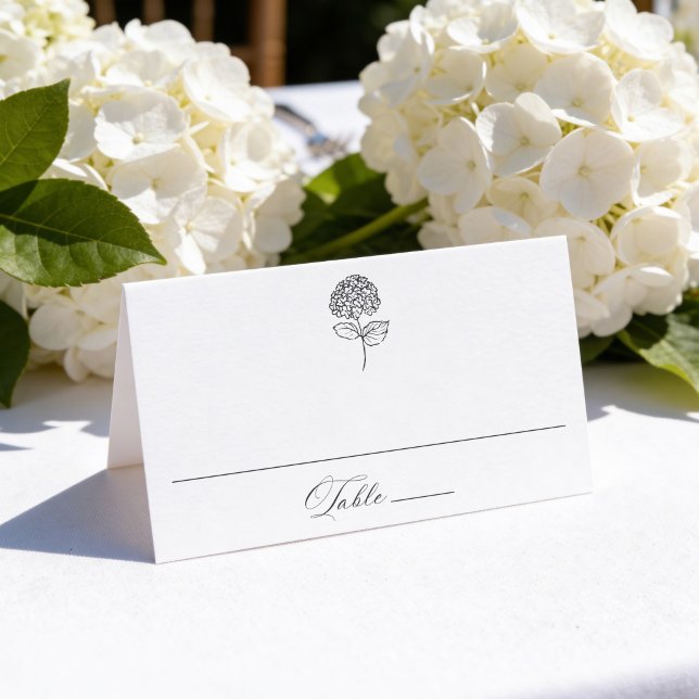 Carte De Placement Mariage Classique aux Hydrangeas au Charbon de Boi (Créateur téléchargé)