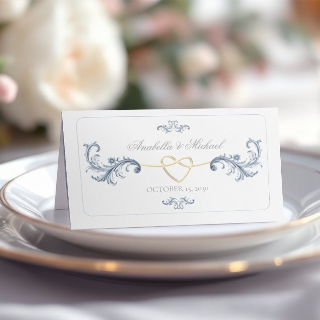 Carte De Placement Mariage Classique Bleu Poussiéreux (Créateur téléchargé)