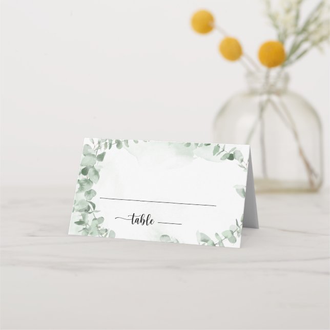 Carte De Placement Mariage classique de feuillage vert Eucalyptus (Devant)