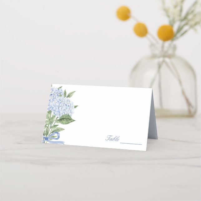 Carte De Placement Mariage Classique Hydrangea Bleu  (Devant)