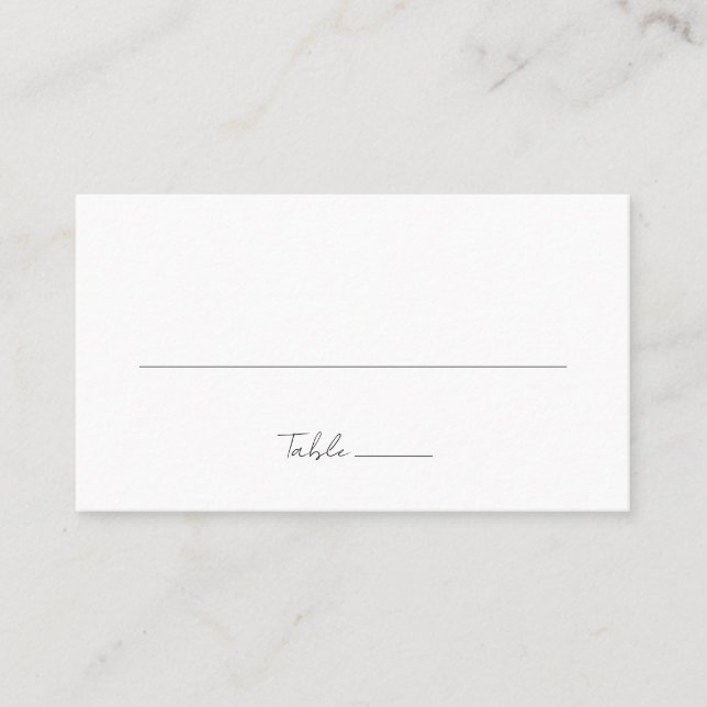 Carte De Placement Mariage Classique Minimaliste Noir et Blanc (Devant)