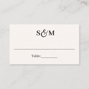 Carte De Placement Mariage Classique Monogramme Ampersand Blanc Ivoir