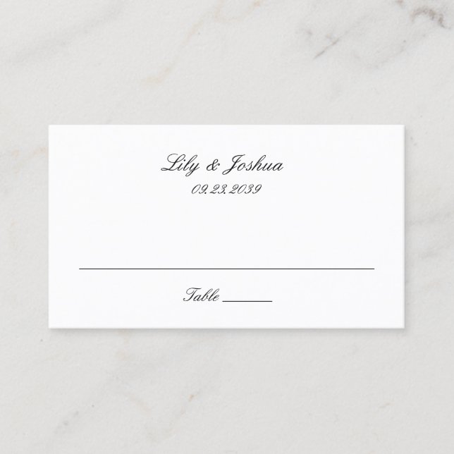 Carte De Placement Mariage Classique Noir et Blanc Intemporel (Devant)