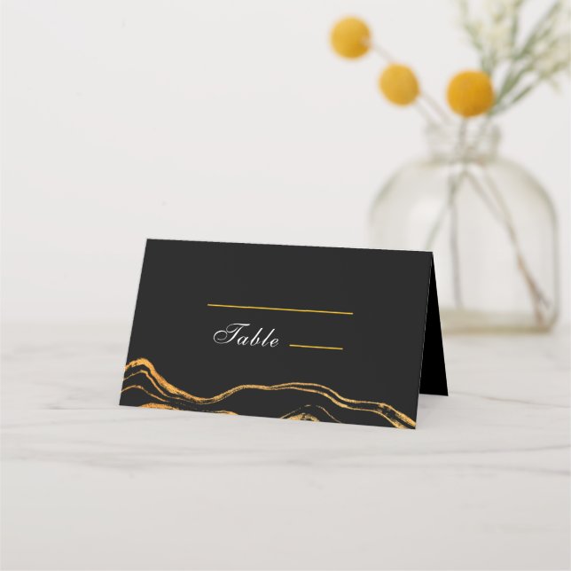 Carte De Placement Mariage classique noir et or (Devant)