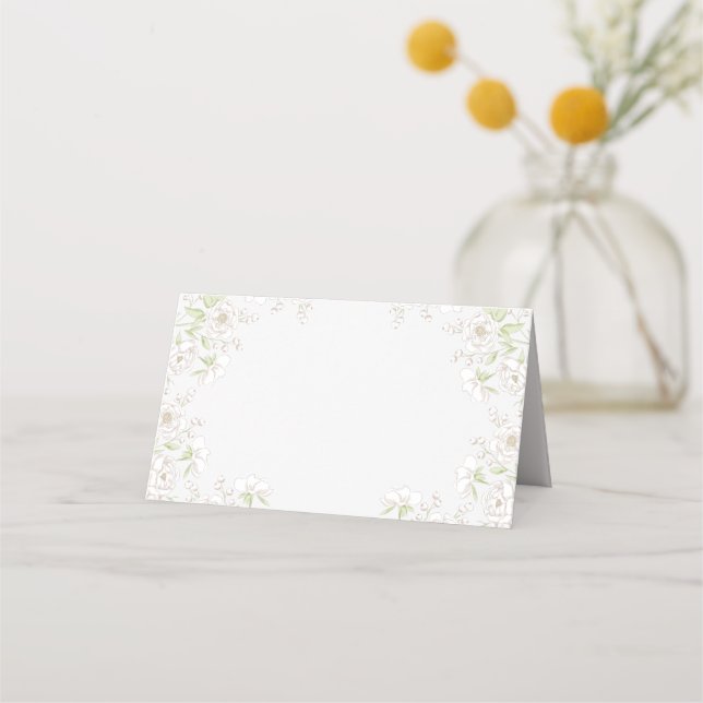 Carte De Placement Mariage Classique Rose Blanche (Devant)