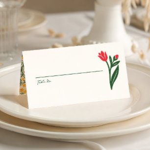 Carte De Placement Mariage Coloré d'Art Populaire de Fleur Sauvage Sc