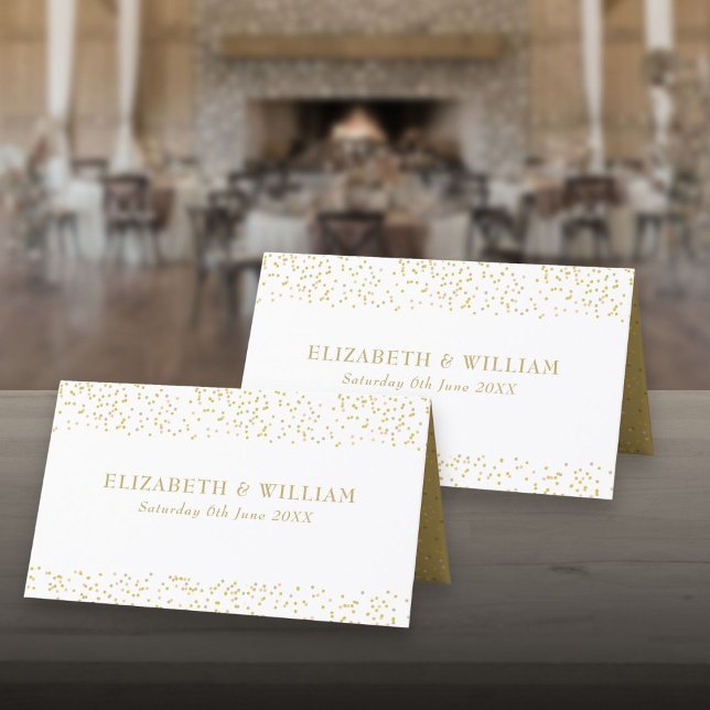 Carte De Placement Mariage Confetti Poussière d'Or (Gold Dust Confetti Wedding Place Card)