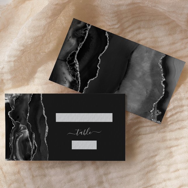 Carte De Placement Mariage d'âge d'argent noir Escort (Créateur téléchargé)