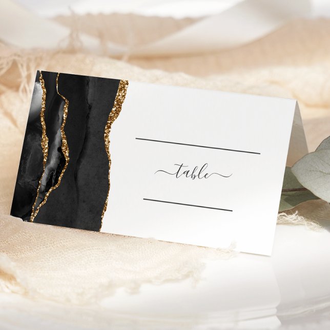 Carte De Placement Mariage d'âge en or noir chic (Créateur téléchargé)