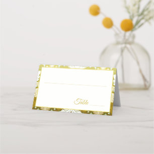 Carte De Placement Mariage damask vert or