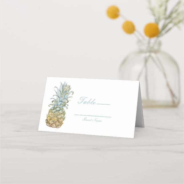 Carte De Placement Mariage d'ananas tropical Numéro de table Siège (Devant)