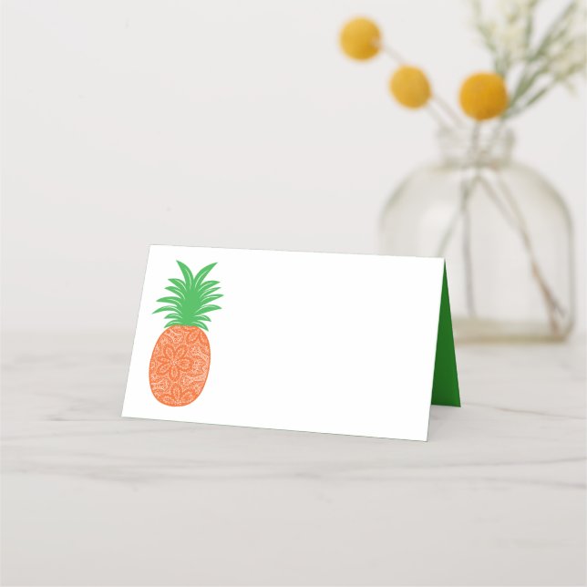Carte De Placement Mariage d'ananas tropical Orange Green Hawaiian (Devant)
