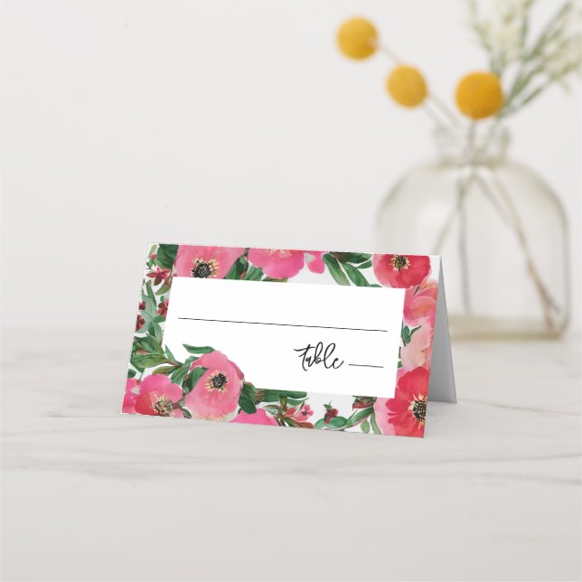 Carte De Placement Mariage d'anémone aquarelle (Devant)