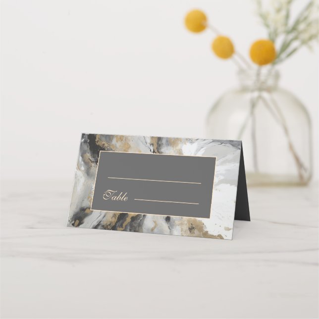 Carte De Placement Mariage d'aquarelle artistique moderne Gold Anthra (Devant)