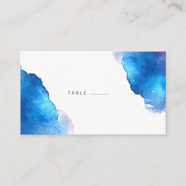 Carte De Placement Mariage d'aquarelle bleu (Devant)