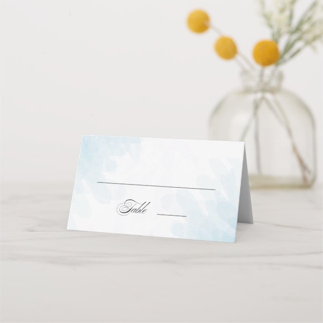 Carte De Placement Mariage d'aquarelle bleu cyan élégant (Devant)