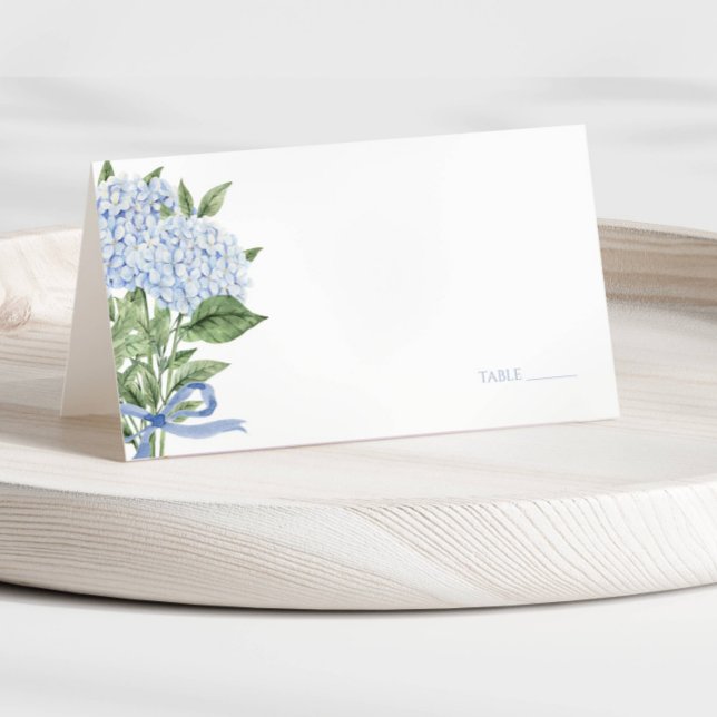 Carte De Placement Mariage d'aquarelle Blue Hydrangea (Créateur téléchargé)