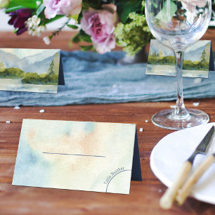 Carte De Placement Mariage d'aquarelle de Mountain Lake