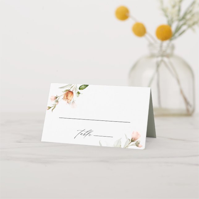 Carte De Placement Mariage d'aquarelle du Bouquet Floral (Devant)