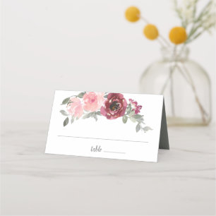 Carte De Placement Mariage d'aquarelle rose bordeaux gris