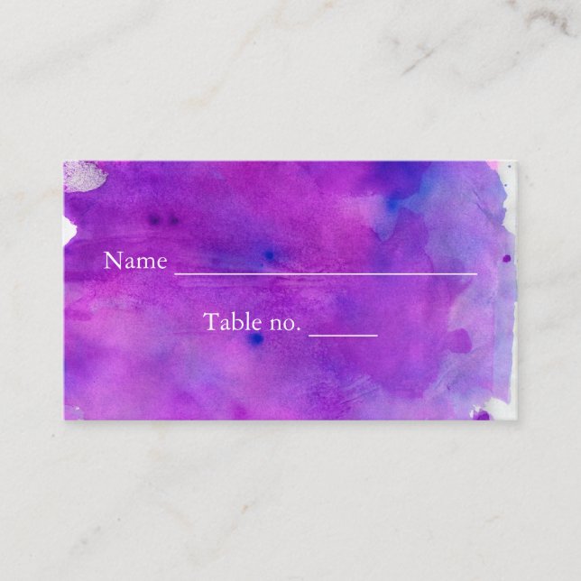 Carte De Placement Mariage d'aquarelle violet (Devant)