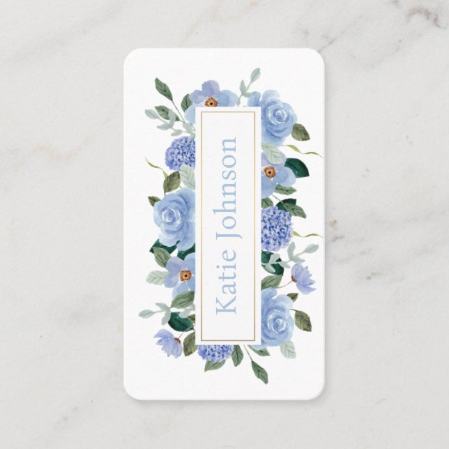 Carte De Placement Mariage d'arche florale d'aquarelle bleue (Devant)