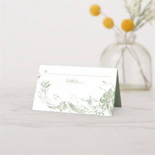 Carte De Placement Mariage d'arrangement de fleurs vertes Sage