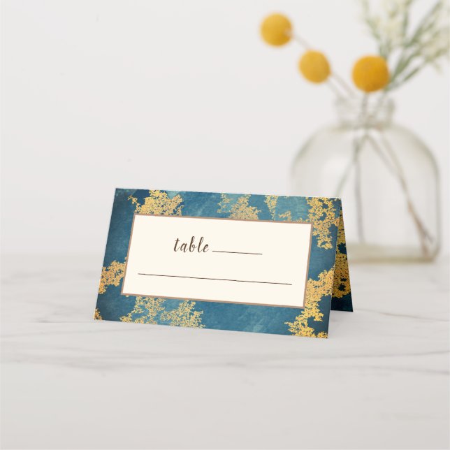 Carte De Placement Mariage d'art moderne turquoise Gold Elegant (Devant)
