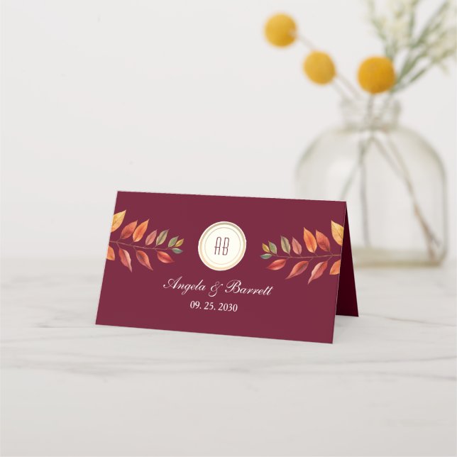 Carte De Placement Mariage d'automne en Bourgogne (Dos)