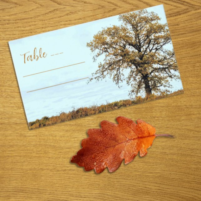 Carte De Placement Mariage d'automne sous un chêne rustique (Créateur téléchargé)