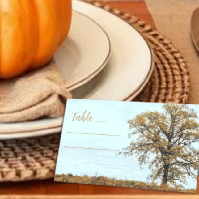 Carte De Placement Mariage d'automne sous un chêne rustique (Créateur téléchargé)