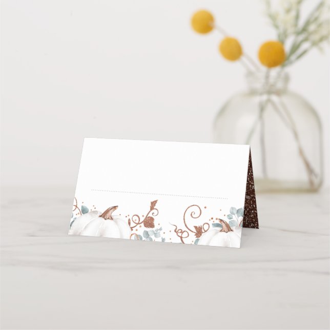 Carte De Placement Mariage de automne Citrouille Parties scintillant  (Devant)