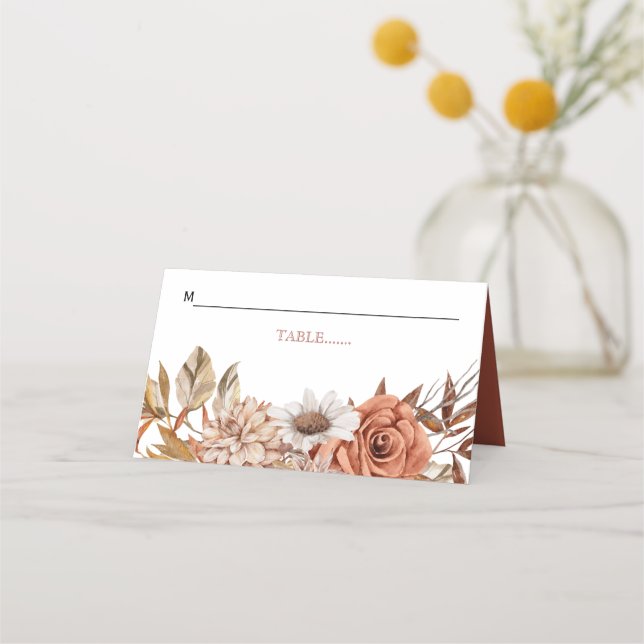 Carte De Placement Mariage de automne de disposition de fleurs en ter (Devant)