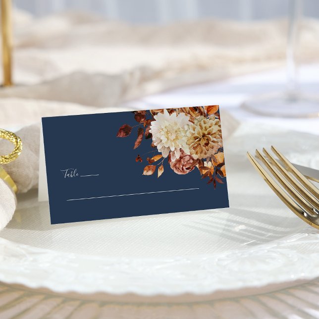 Carte De Placement Mariage de automne de marine (Navy Blue Fall Wedding Place Card by Painted Paperie
)