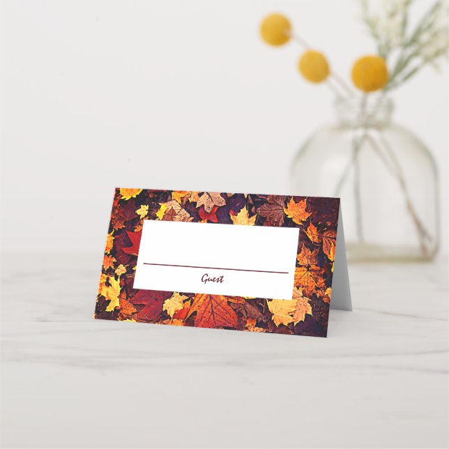 Carte De Placement Mariage de automne Feuilles d'automne (Devant)