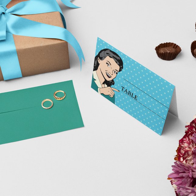 Carte De Placement Mariage de bande dessinée Pop Art Retro 70's (Créateur téléchargé)