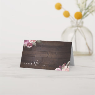 Carte De Placement Mariage de bois rustique mauve et mûrier
