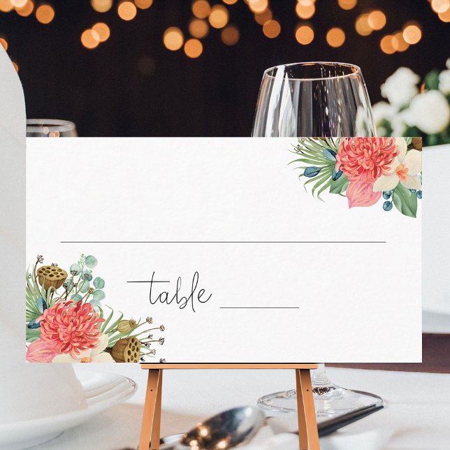 Carte De Placement Mariage de bouquet Fleur sauvage Boho rose (Créateur téléchargé)