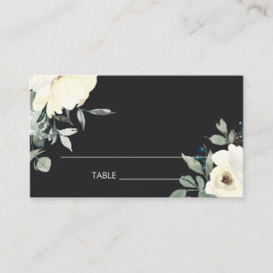 CARTE DE PLACEMENT MARIAGE DE BUNCH FLORAL FLORAL EN IVOIRE NOIR