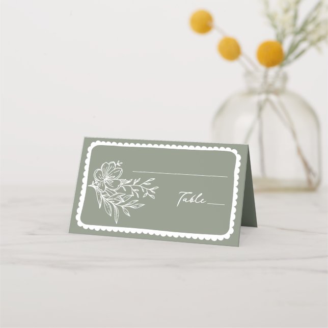 Carte De Placement Mariage de charpente à main florale (Devant)