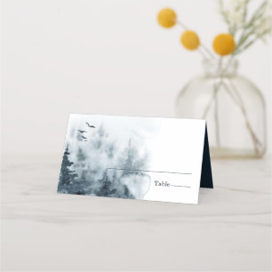 Carte De Placement Mariage de chouette de forêt boisée à l'aquarelle
