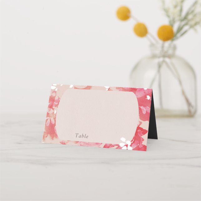 Carte De Placement Mariage de corail rose flou rose (Devant)