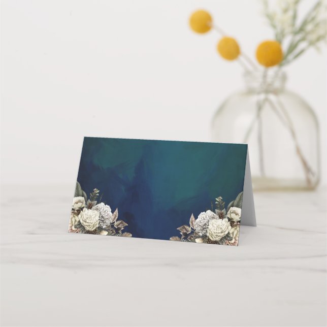 Carte De Placement Mariage de couronne d'or floral romantique (Devant)