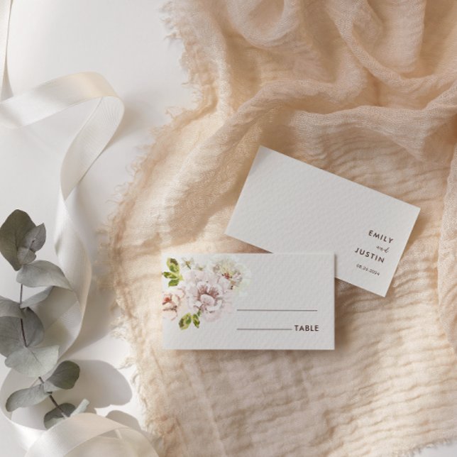 Carte De Placement Mariage de crème d'ivoire florale moderne (Créateur téléchargé)