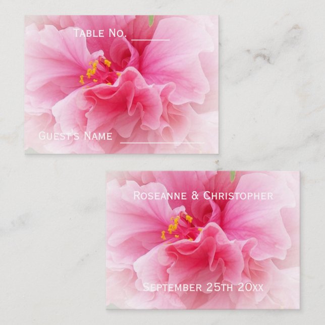 Carte De Placement Mariage de design floral rose (Devant / Derrière)