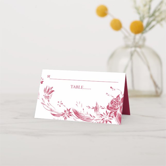 Carte De Placement Mariage de disposition de fleurs Viva magenta (Devant)